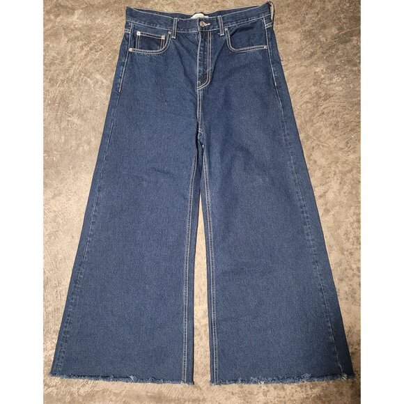 Zara Denim - Rare ZARA Jeans Extra Wide Leg Ultra High-Rise EUR 42 US 10 Y2K Retro Raw Hem